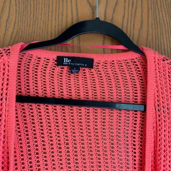 BE BY CHETTA SHORT LIGHTWEIGHT SHRUG SWEATER SIZE L ORANGE 3/4 SLEEVE - Picture 3 of 6